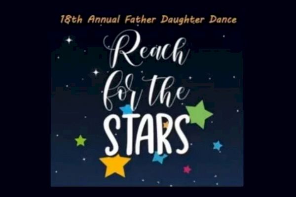 The image is a poster for the 18th Annual Father Daughter Dance with the theme 